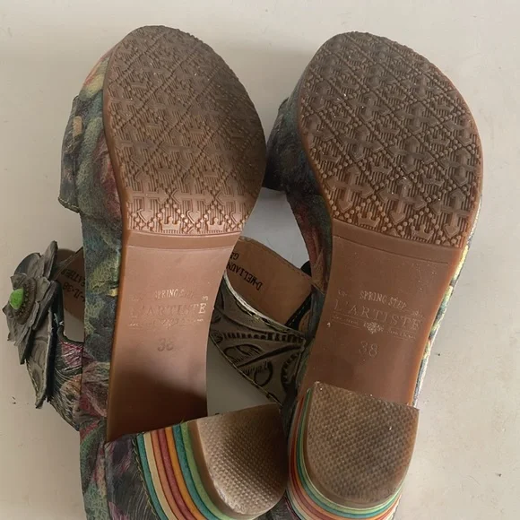 Spring Step Colorful Floral Heeled Sandals - Picture 8 of 10